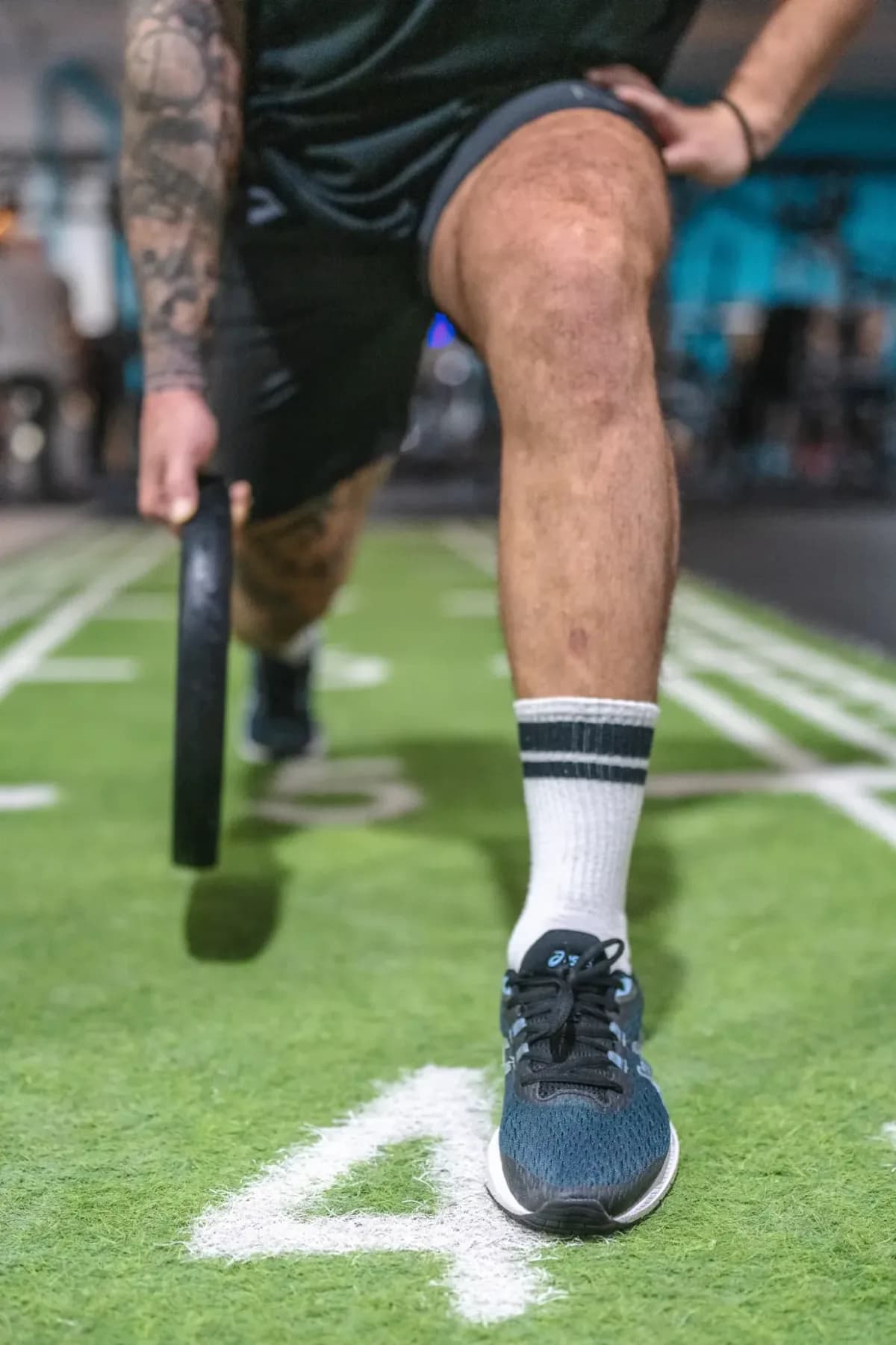 Athlete on an artificial pitch