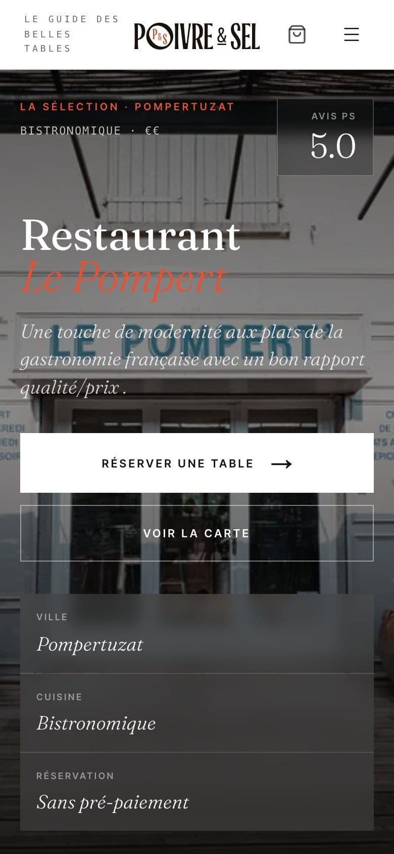 Fiche du Pompert' sur Poivre et Sel, version mobile